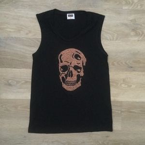 Kings of Cole Rose Gold Crystal Skull Tee Top Tank
